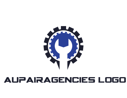 negative spacing of wrench in gear engineering logo