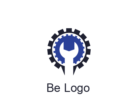 negative spacing of wrench in gear engineering logo