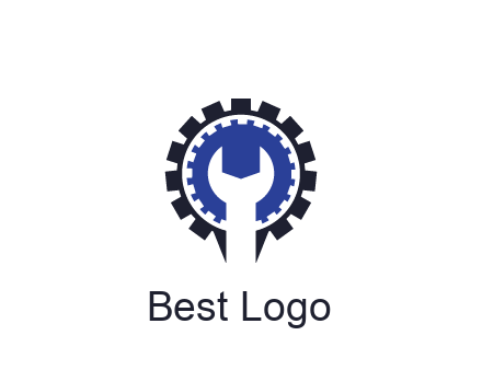 negative spacing of wrench in gear engineering logo