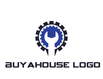 negative spacing of wrench in gear engineering logo