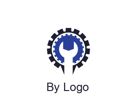 negative spacing of wrench in gear engineering logo