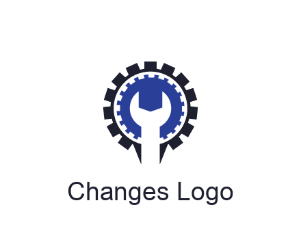 negative spacing of wrench in gear engineering logo