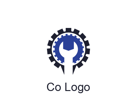 negative spacing of wrench in gear engineering logo