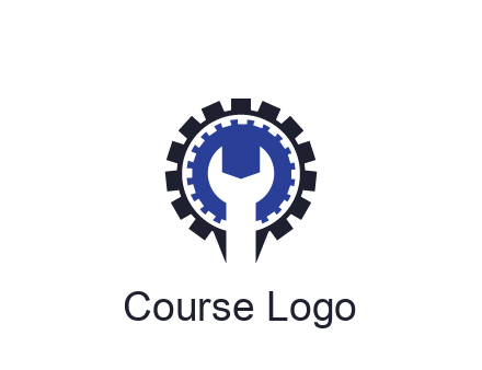 negative spacing of wrench in gear engineering logo