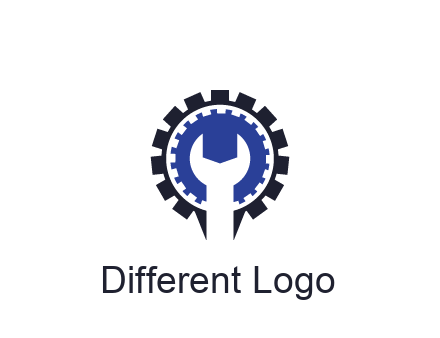 negative spacing of wrench in gear engineering logo