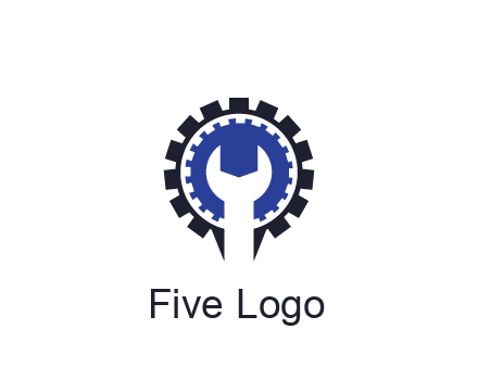 negative spacing of wrench in gear engineering logo