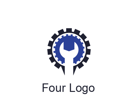 negative spacing of wrench in gear engineering logo