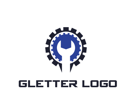 negative spacing of wrench in gear engineering logo
