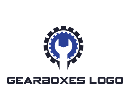 negative spacing of wrench in gear engineering logo