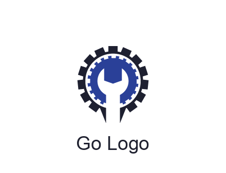 negative spacing of wrench in gear engineering logo