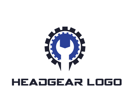 negative spacing of wrench in gear engineering logo