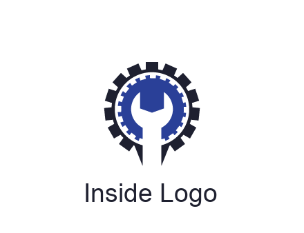 negative spacing of wrench in gear engineering logo