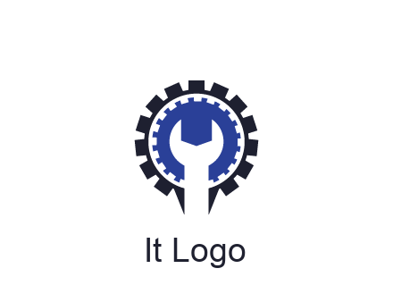 negative spacing of wrench in gear engineering logo