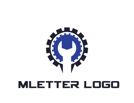 negative spacing of wrench in gear engineering logo