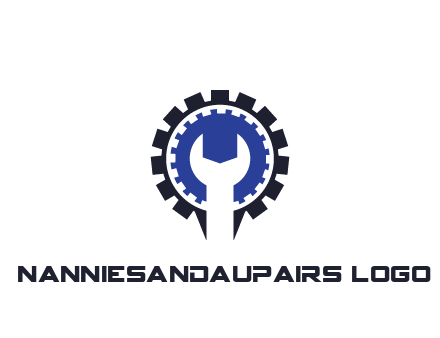 negative spacing of wrench in gear engineering logo