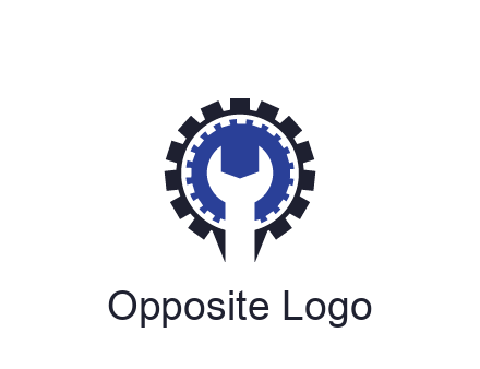 negative spacing of wrench in gear engineering logo