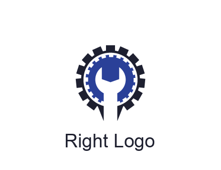 negative spacing of wrench in gear engineering logo