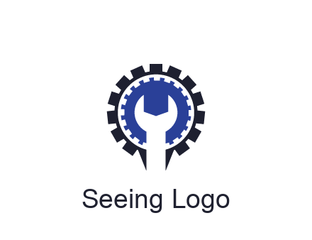negative spacing of wrench in gear engineering logo