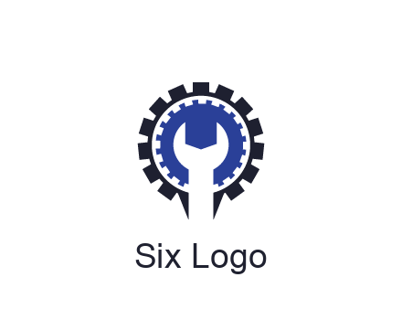 negative spacing of wrench in gear engineering logo