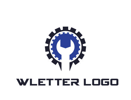 negative spacing of wrench in gear engineering logo