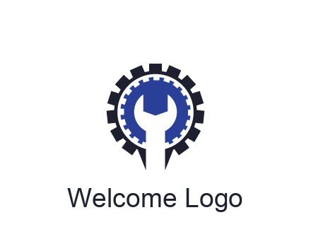 negative spacing of wrench in gear engineering logo