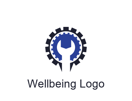 negative spacing of wrench in gear engineering logo