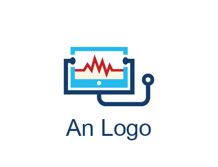 stethoscope with screen medical logo