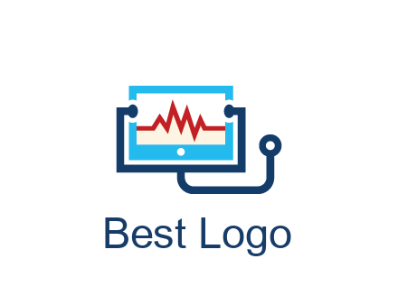stethoscope with screen medical logo