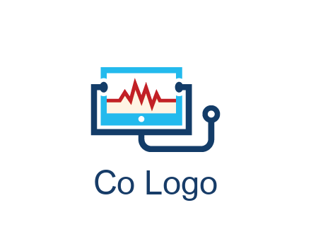 stethoscope with screen medical logo
