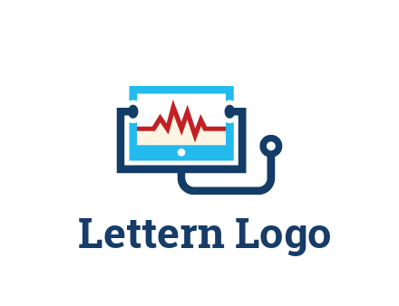 stethoscope with screen medical logo