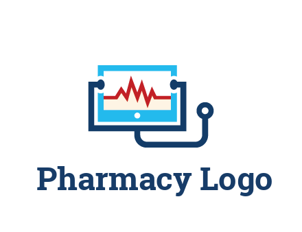 stethoscope with screen medical logo