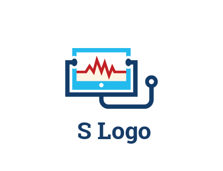 stethoscope with screen medical logo