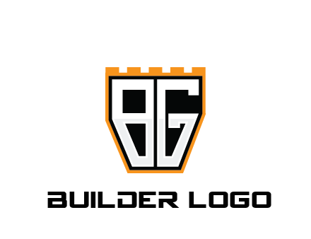 letter B and G in battlement construction logo
