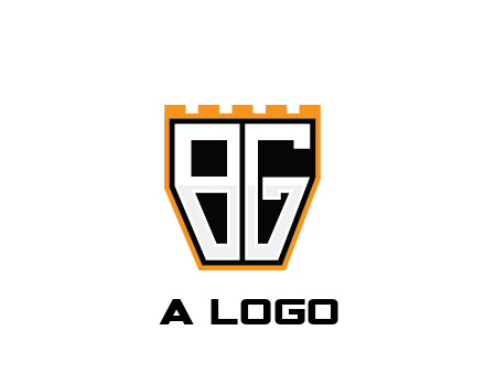 letter B and G in battlement construction logo