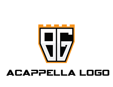 letter B and G in battlement construction logo