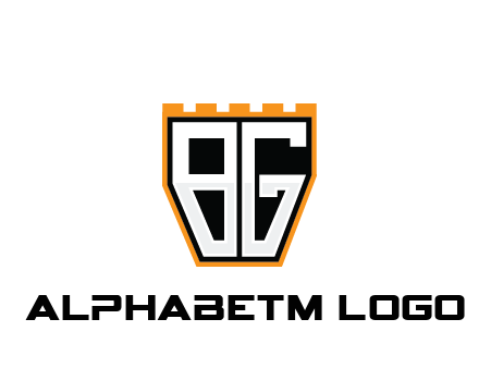 letter B and G in battlement construction logo