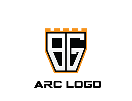 letter B and G in battlement construction logo