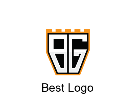 letter B and G in battlement construction logo