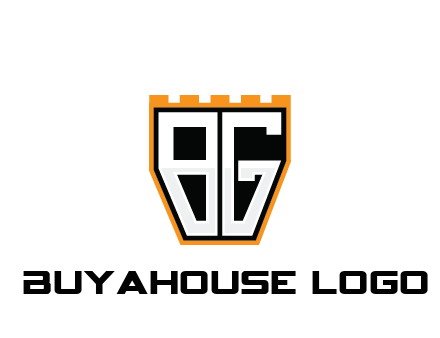 letter B and G in battlement construction logo