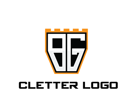 letter B and G in battlement construction logo