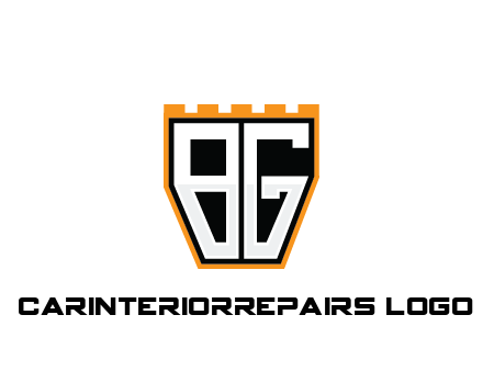 letter B and G in battlement construction logo