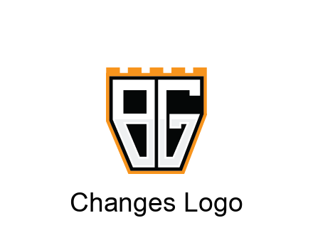 letter B and G in battlement construction logo
