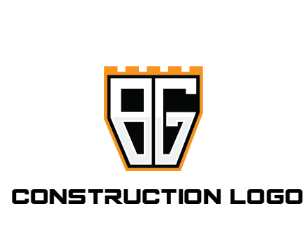 letter B and G in battlement construction logo