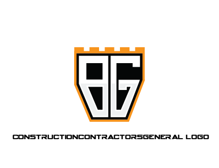 letter B and G in battlement construction logo