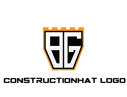 letter B and G in battlement construction logo