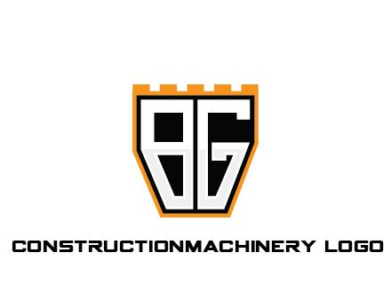 letter B and G in battlement construction logo