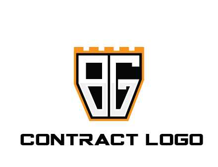 letter B and G in battlement construction logo