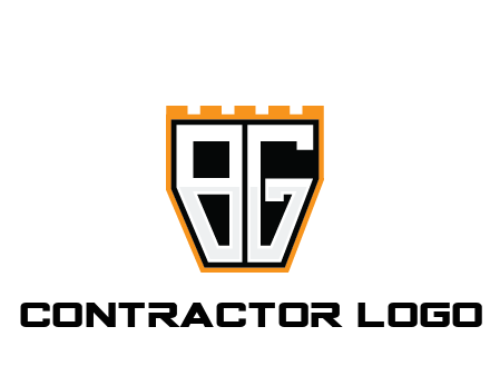 letter B and G in battlement construction logo
