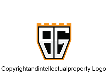 letter B and G in battlement construction logo