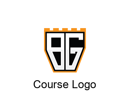 letter B and G in battlement construction logo